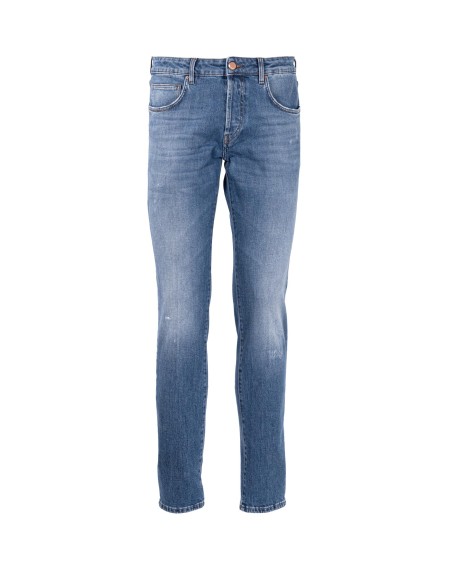 Shop DON THE FULLER  Jeans: Don The Fuller jeans "Milano" in cotone elasticizzato.
Slim fit.
Lavaggio: blu.
Chiusura con bottone.
Modello cinque tasche.
Tapered fit.
Composizione: 98% cotone, 2% gomma.
Made in Italy.. MILANO DTF-D